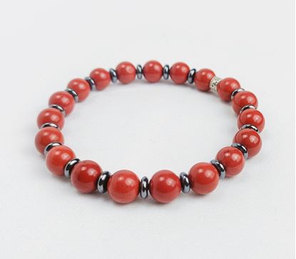 Immagine di Bracciale elastico in pietra diaspro rosso 8MM